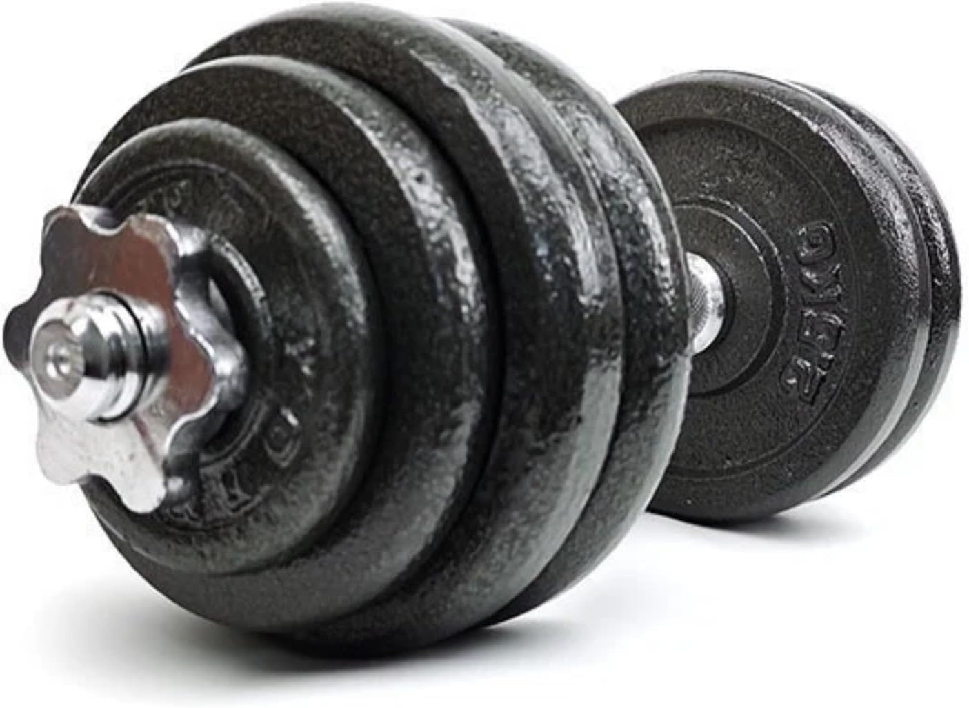 Adjustable Dumbbell & Barbell Set 20KG Cast Iron Weights Spinlock Home Gym