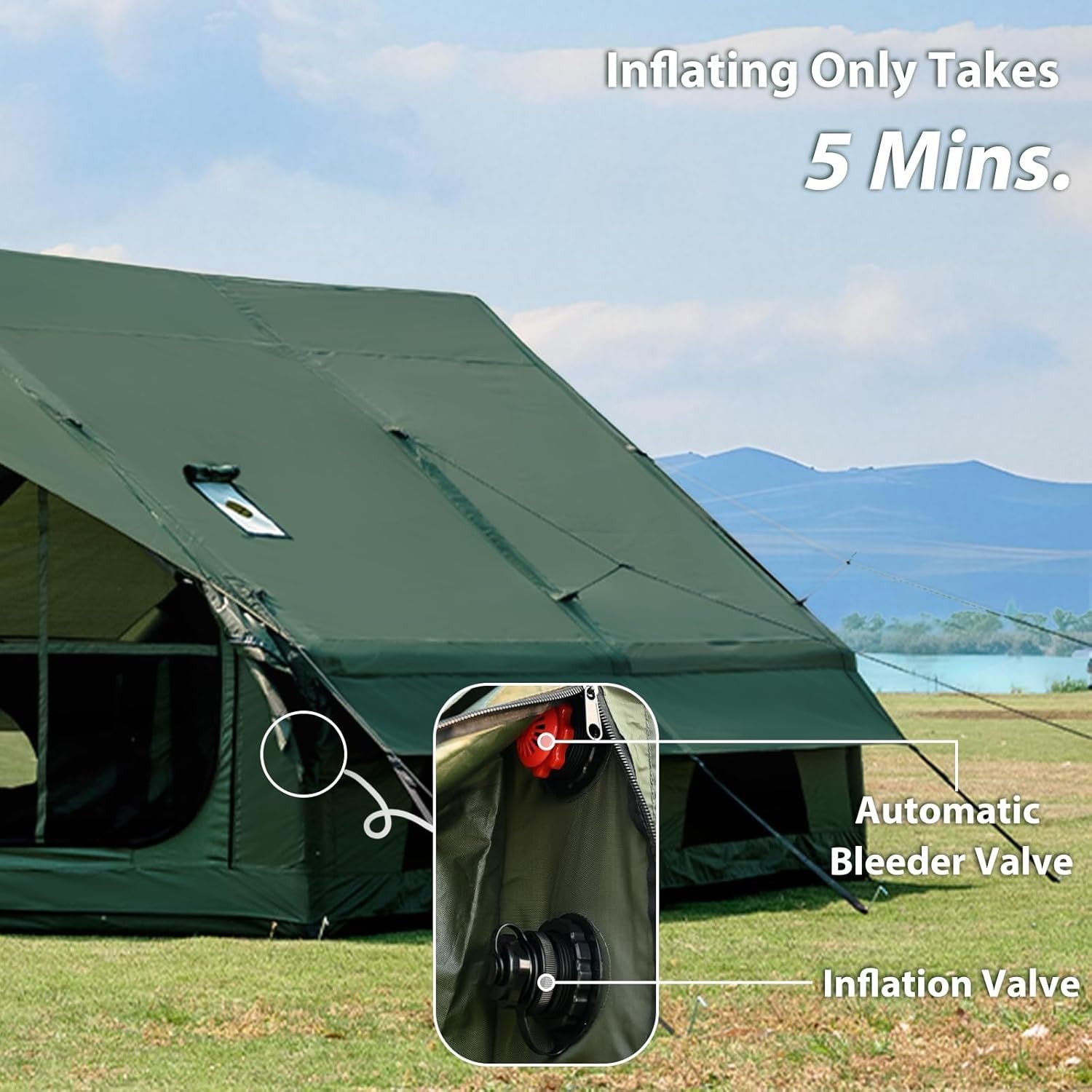WaldWander Inflatable Camping Tent 4-12 Person Waterproof Glamping Tent