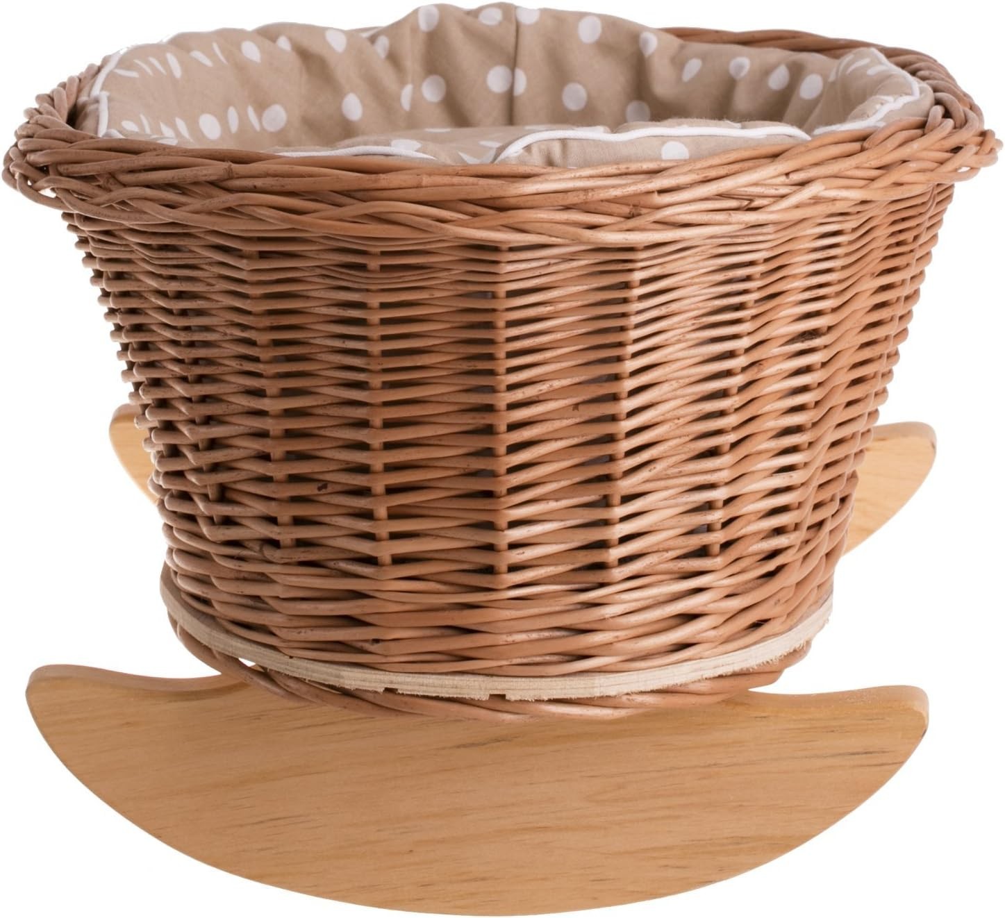Wicker Doll Cradle Bed with Bedding Rocking Bassinet Vintage Style Toy Brown