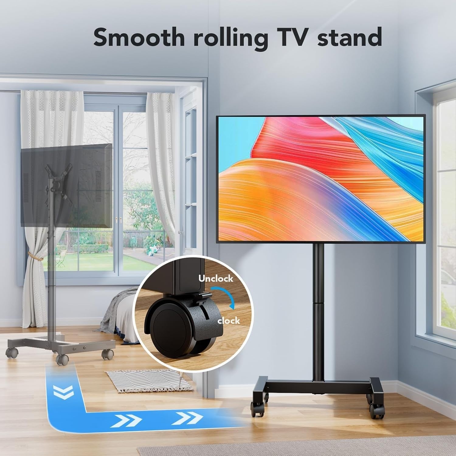 Adjustable Mobile TV Floor Stand 13-50" Swivel Mount for LCD LED TVs up to 35kg