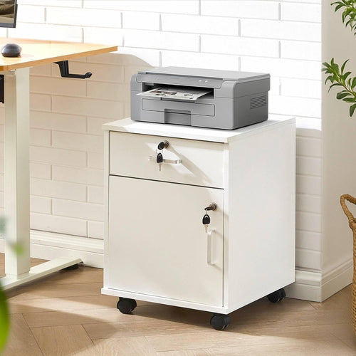 Locking Rolling File Cabinet 1 Drawer 1 Door Under Desk Storage Unit