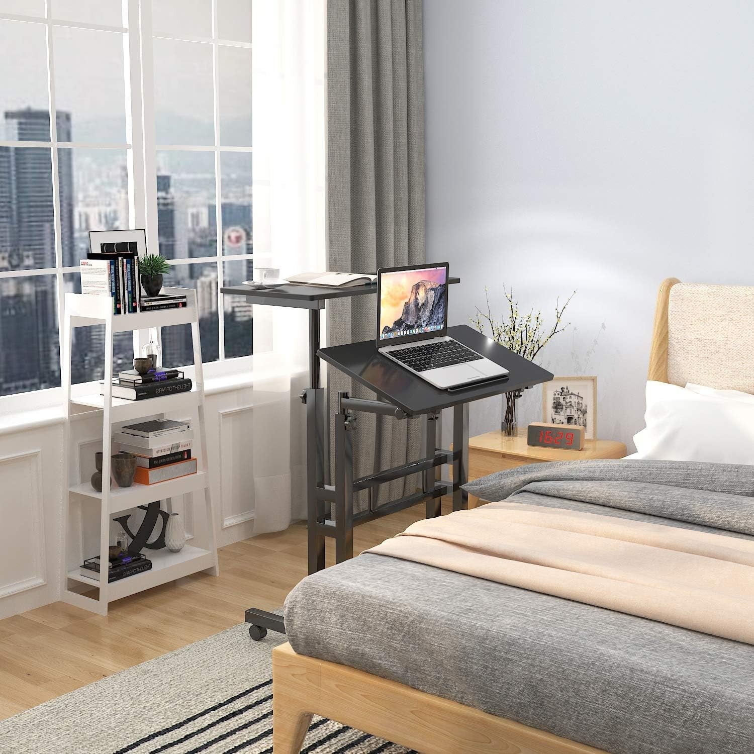 Adjustable Standing Desk Sit Stand Workstation Rolling Laptop Table 60x30cm