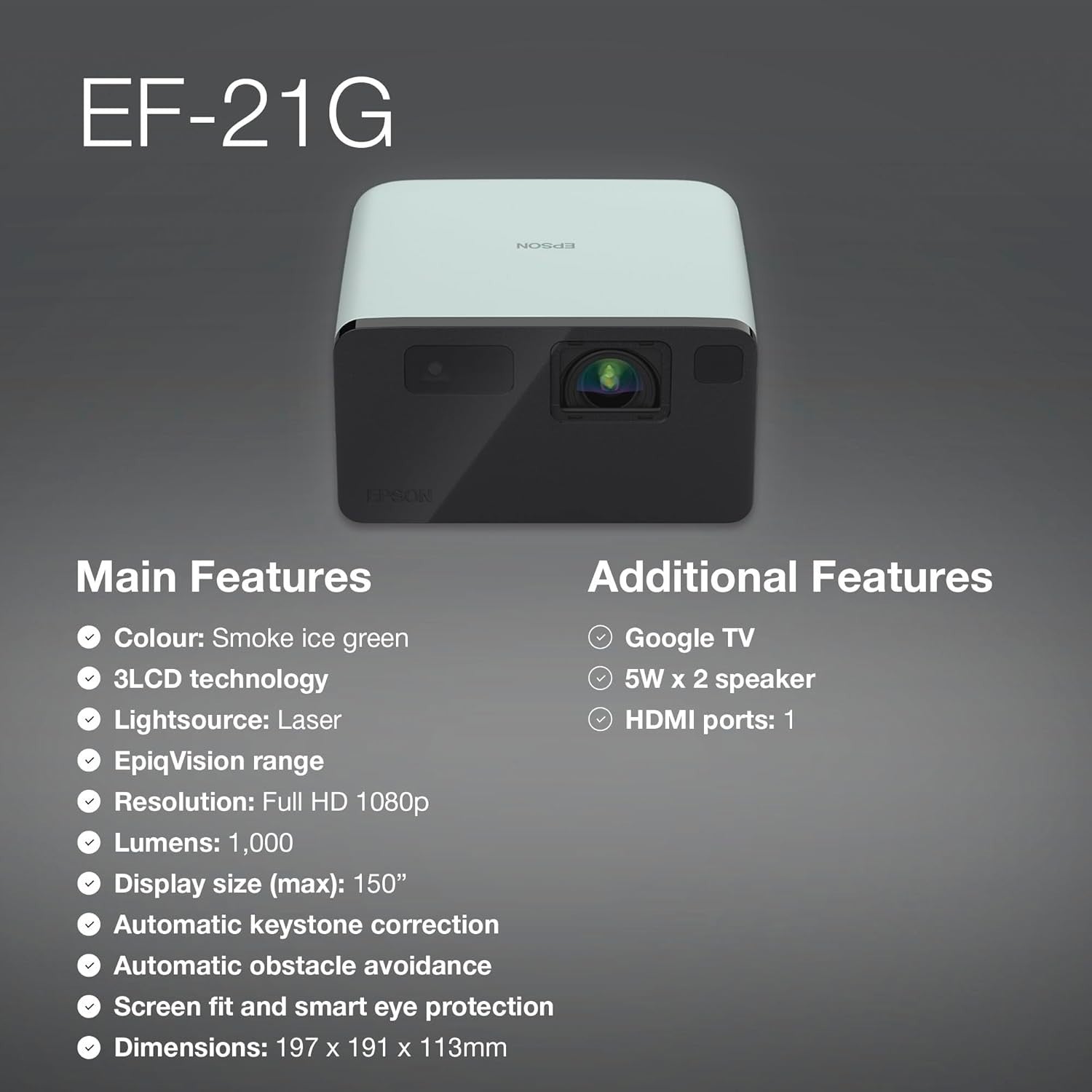 Mini Laser 1080P Smart Projector Google TV 150in HDR Home Cinema