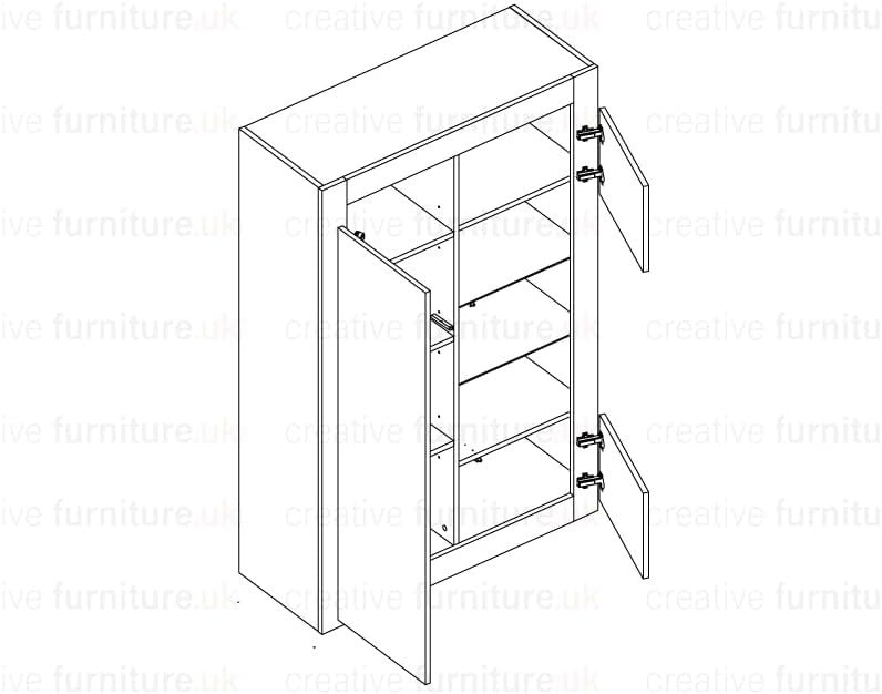 White LED Display Cabinet Gloss Sideboard Modern Storage 140cm Shelves
