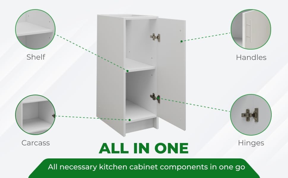 Modern 300mm Kitchen Base Cabinet Dark Grey Matt Storage Cupboard Unit