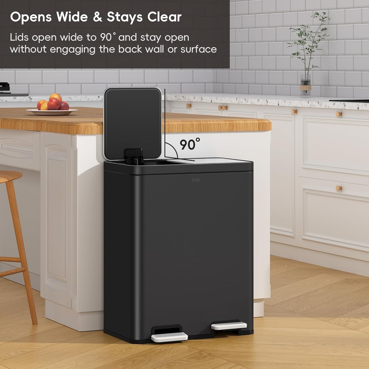 60L Dual Recycling Kitchen Bin 30L+30L Matt Black Soft Close