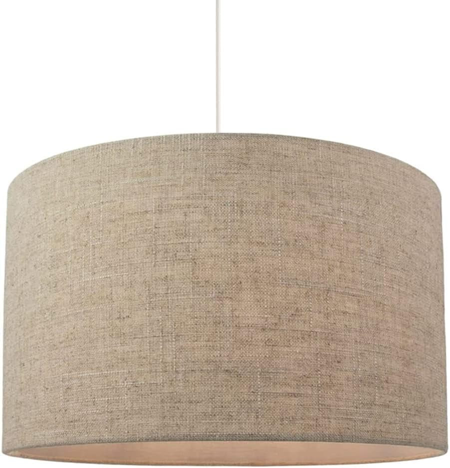 Natural Oatmeal Linen Drum Lampshade 40cm x 28cm Interior Lighting Decor