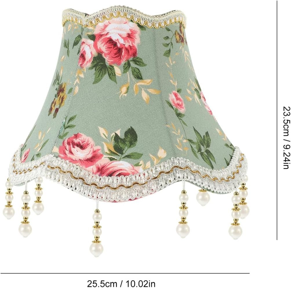 Victorian Retro Lamp Shade Fabric Pearl Tassel Floral E27 Palace Style