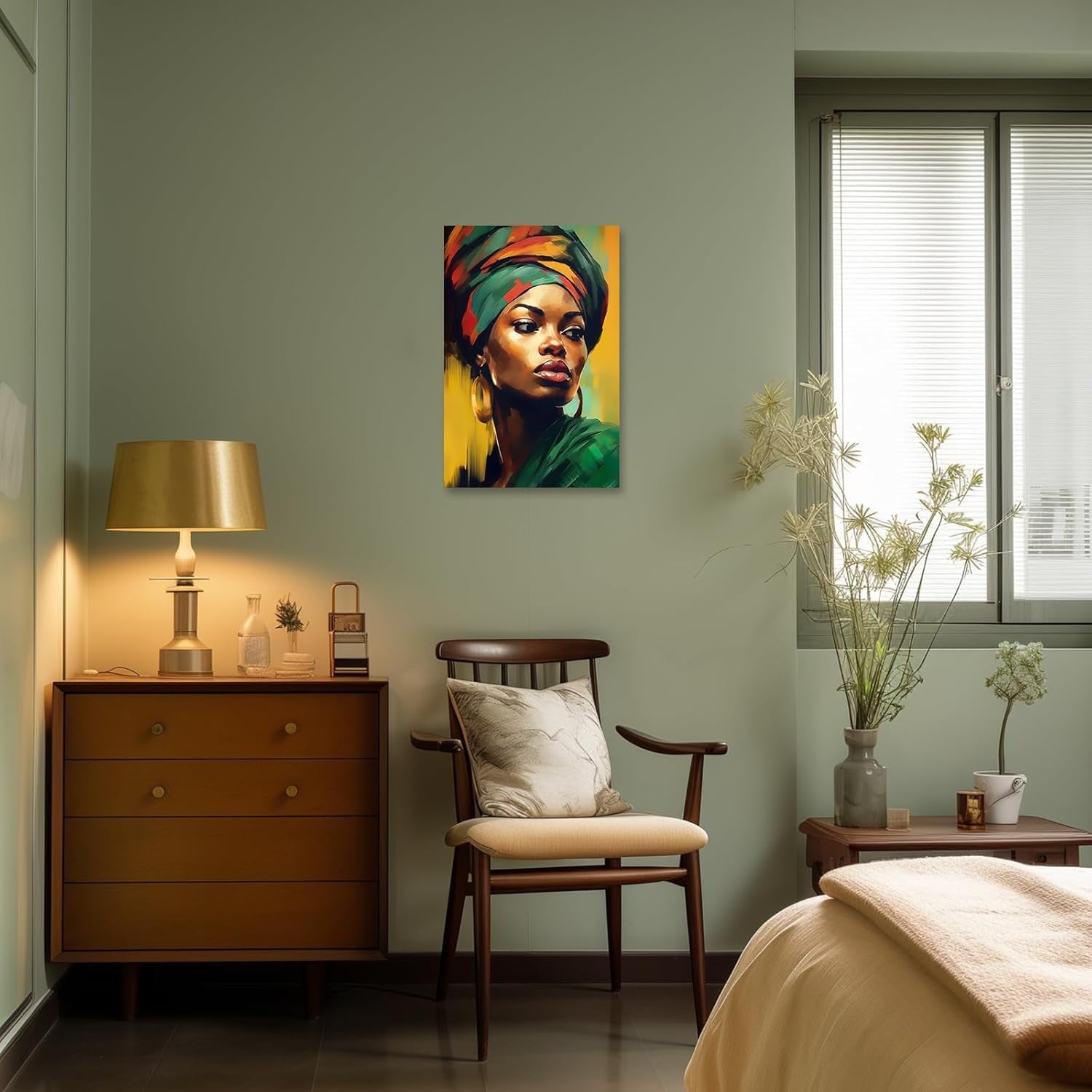 African Woman Canvas Wall Art 60x40cm Framed Portrait