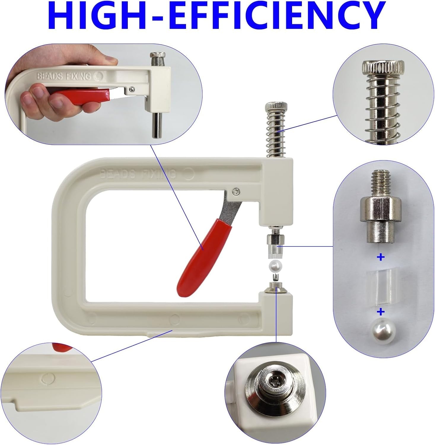 Pearl Setting Hand Press Machine Bead Rivet Stud Tool Kit DIY Crafts