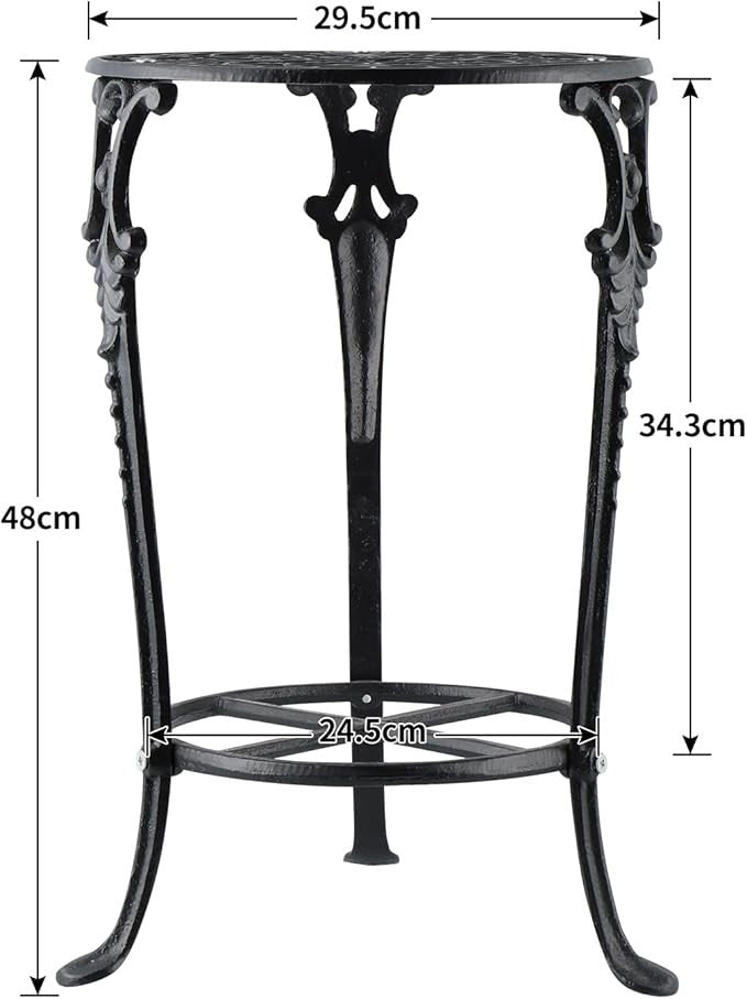 2 Tier Cast Iron Plant Stand Flower Pot Display Rack Indoor Outdoor Black