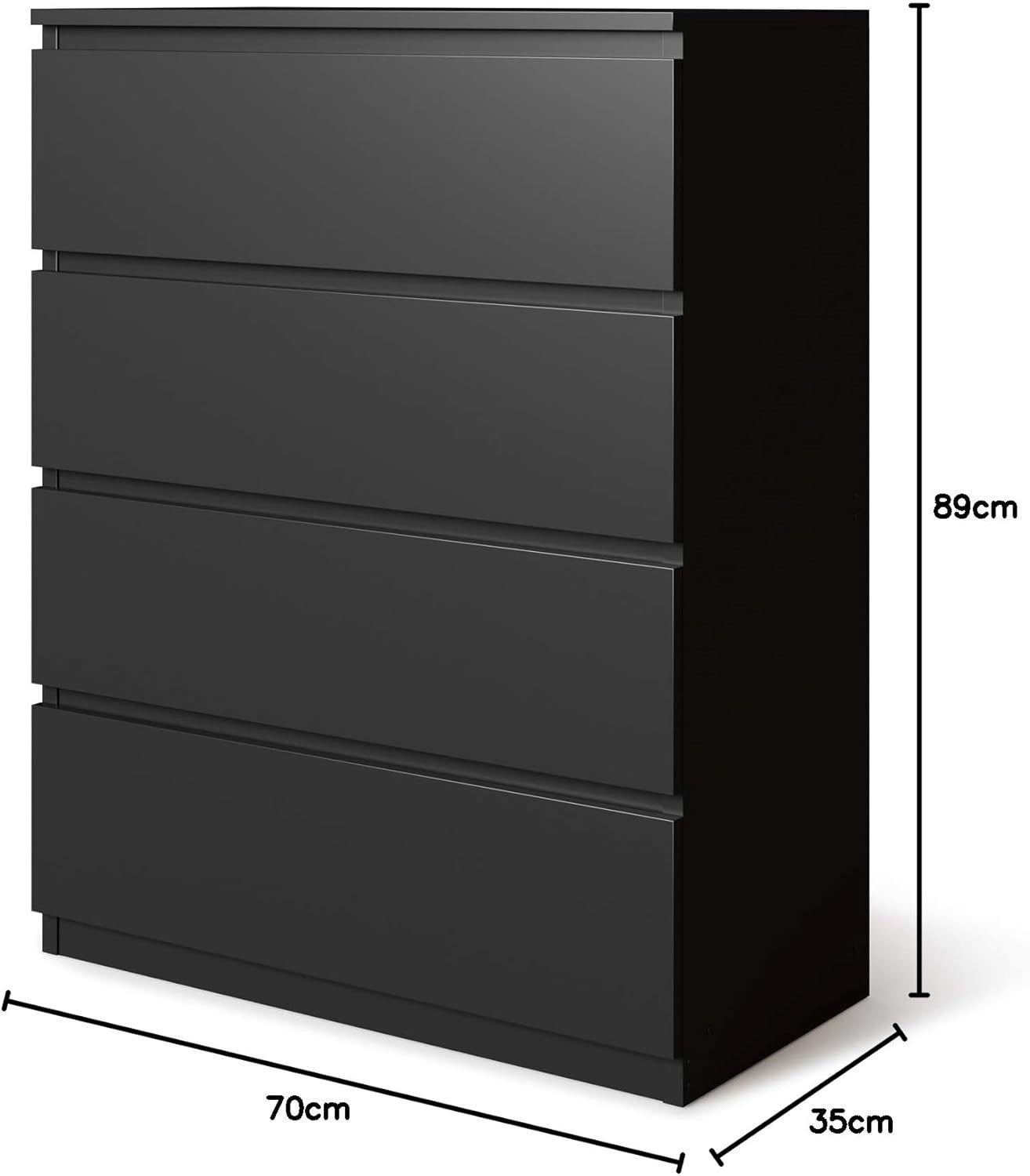 Black 4-Drawer Chest Storage Cabinet | Wall-Mount, Bedroom & Living Room