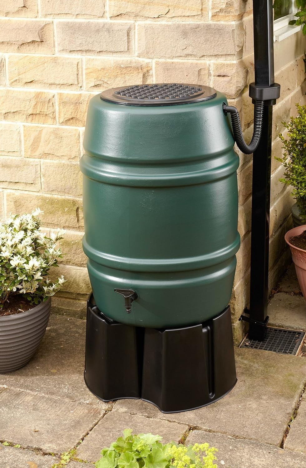 168L Green Water Butt Kit With Stand & Rain Diverter , Garden Rain Collector