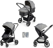 2 in 1 Pushchair Pram Lie Flat Newborn to 3 Years Lightweight Grey