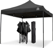 3x3M Black Pop Up Gazebo Heavy Duty Waterproof Outdoor Canopy With Accessories