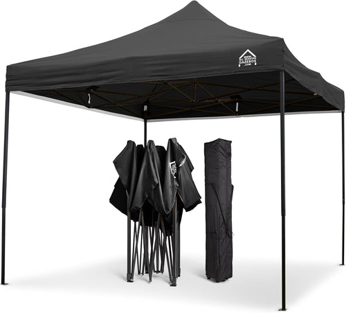 3x3M Black Pop Up Gazebo Heavy Duty Waterproof Outdoor Canopy With Accessories