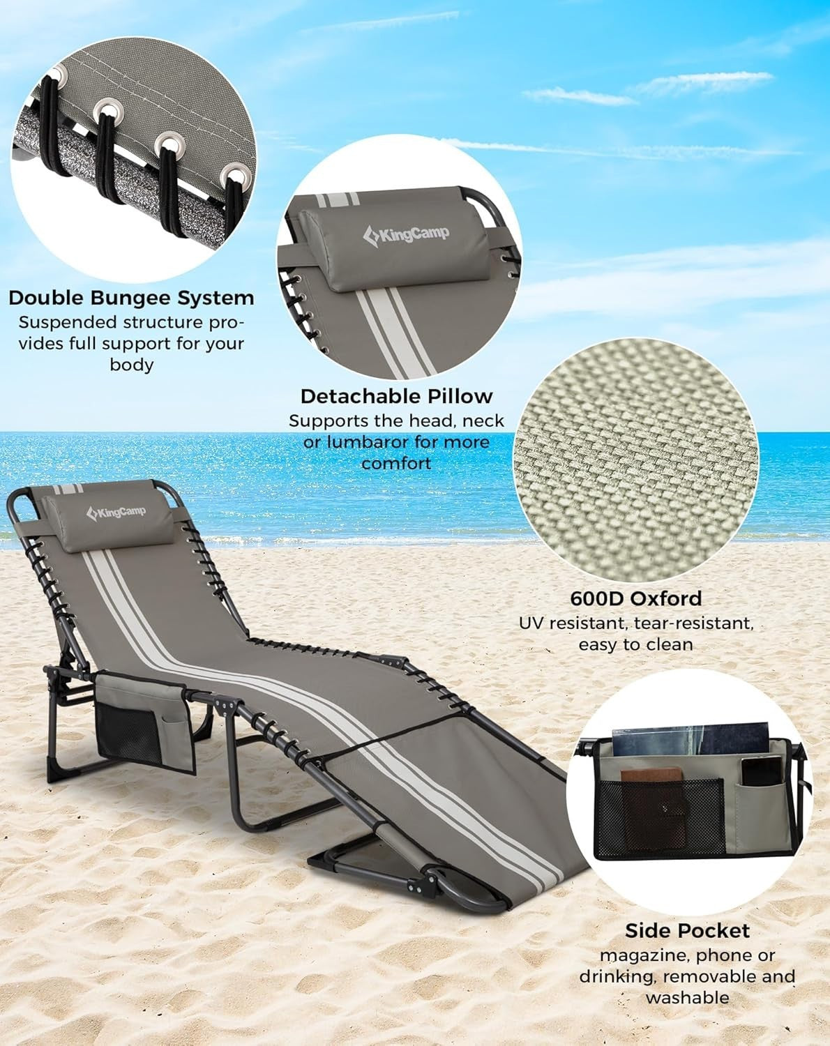 Reclining Folding Sun Lounger w/ Face Hole Garden Bed Chair Beach Patio Spa