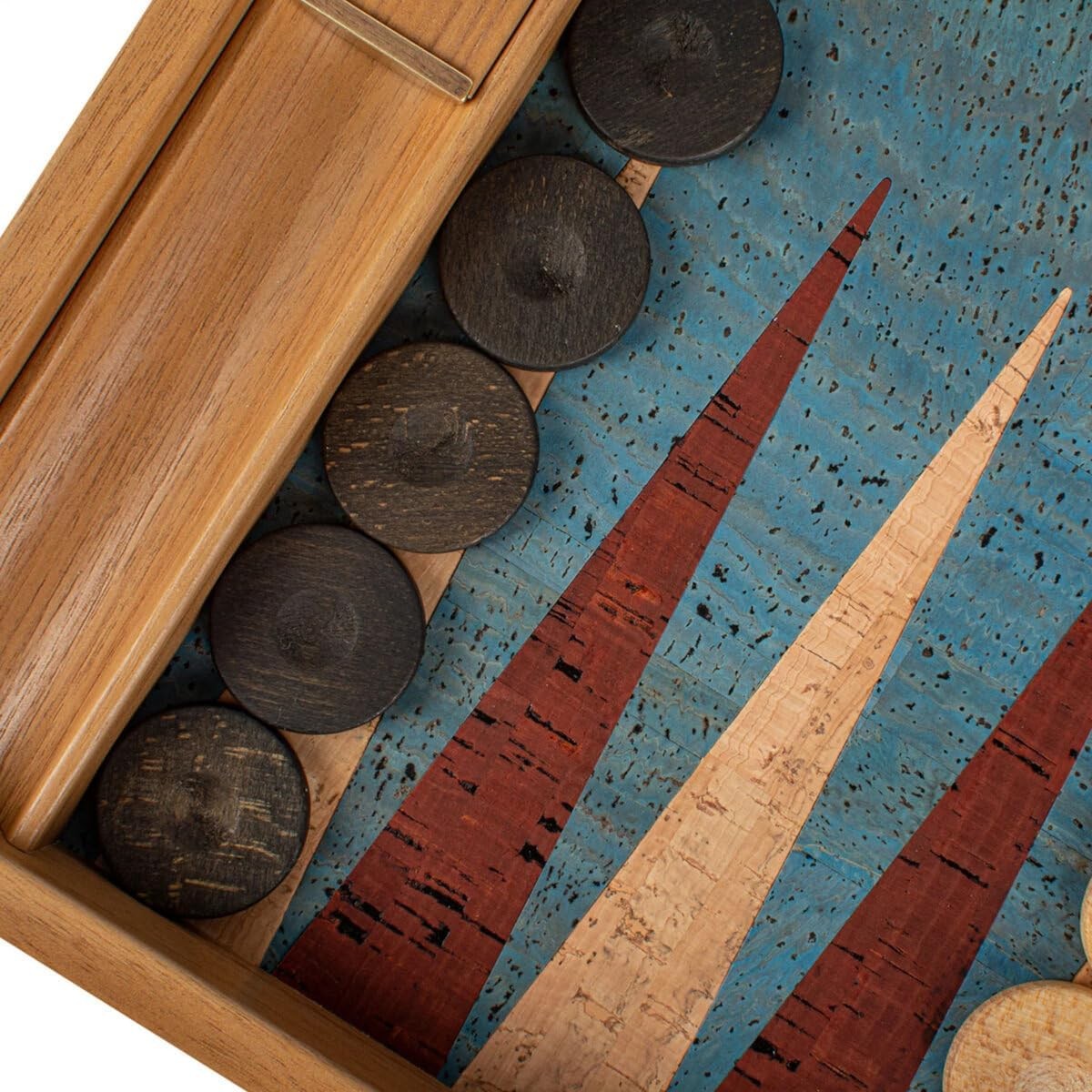 19 Inch Luxury Cork Backgammon Set Wooden Folding Strategy Board Game
