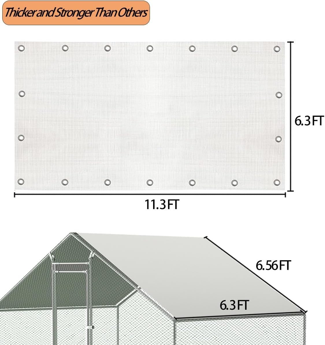 2PCS Chicken Coop Cover 12x71in Waterproof UV Shade Tarp
