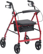 Lightweight Folding Rollator Walker with Seat Underseat Bag Adjustable Height