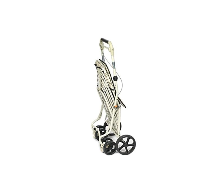 3 In 1 Shopping Trolley With Seat 4 Wheel Rollator Cart Light Tartan