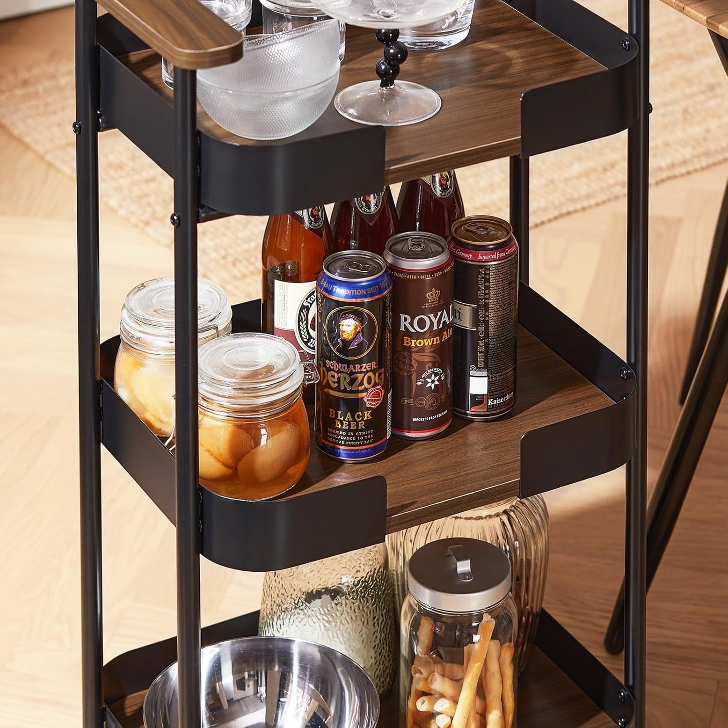 3 Tier Kitchen Serving Trolley Bar Cart Rolling Storage Handles Wheels