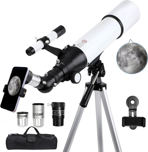 80mm 600mm Telescope | HD Refractor | Tripod Phone Adapter Travel Kit
