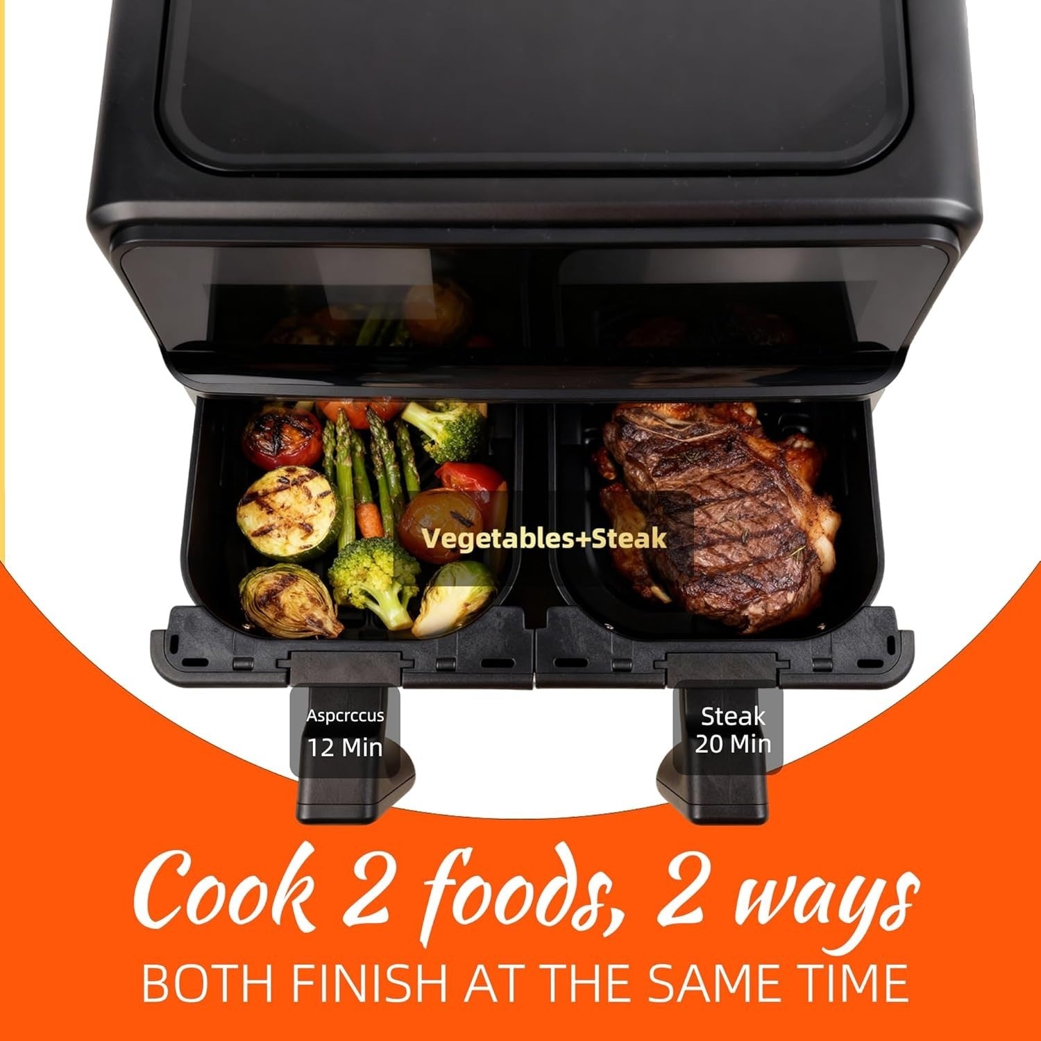 8L Dual Zone Air Fryer 2200W Extra Large 11-in1 Fast Healthy Cooking Crisp Bake