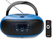 Portable Boombox CD Player FM Radio USB AUX Stereo Speakers Blue