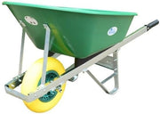 120L Garden Wheelbarrow – Green/Yellow – PU Tubeless Tyre Heavy Duty Frame