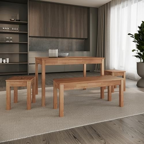 Beech Solid Wood Dining Bench Tomas - Durable Modern Wooden Seat 100x35x45cm