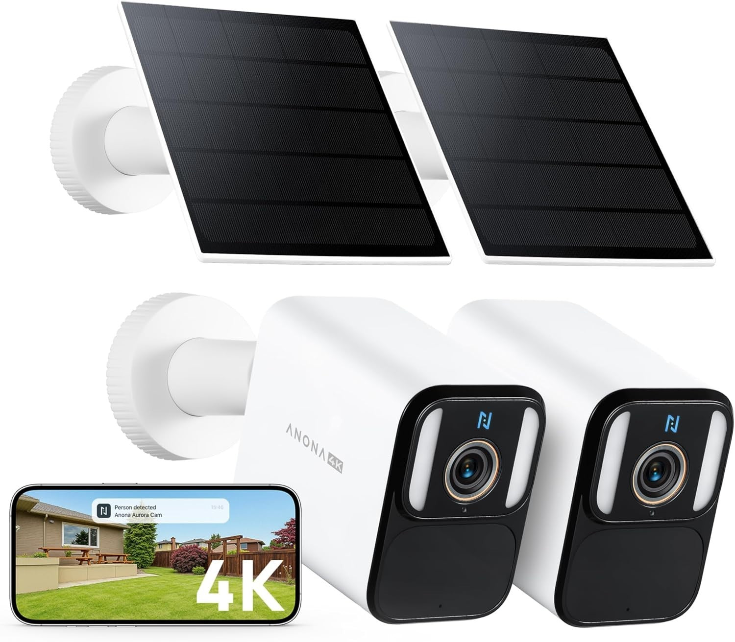 4K Solar Security Cameras Wireless Outdoor 8MP Color Night Vision 2Pk