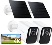 4K Solar Security Cameras Wireless Outdoor 8MP Color Night Vision 2Pk