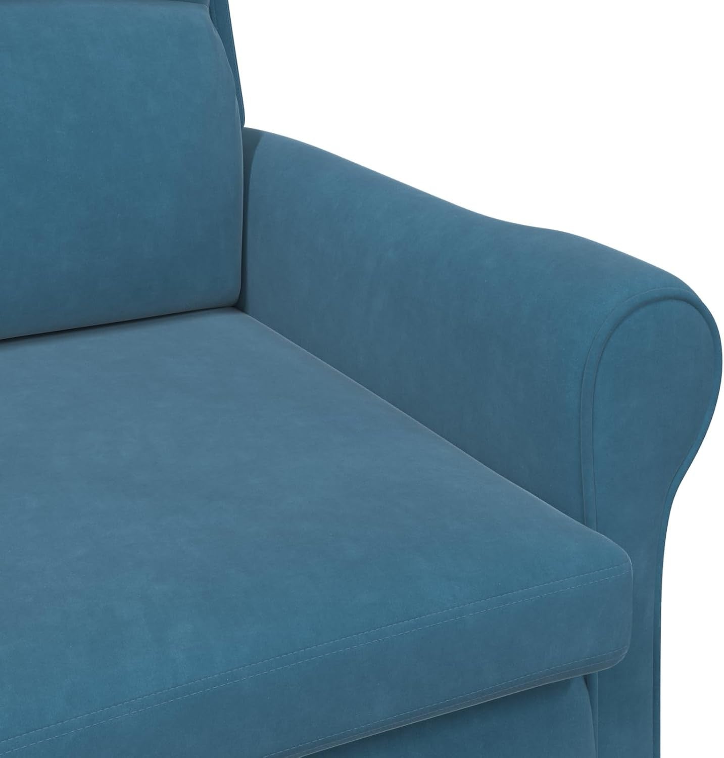 Blue Fabric Armchair Ergonomic Lounge Chair Soft Seat Wooden Legs
