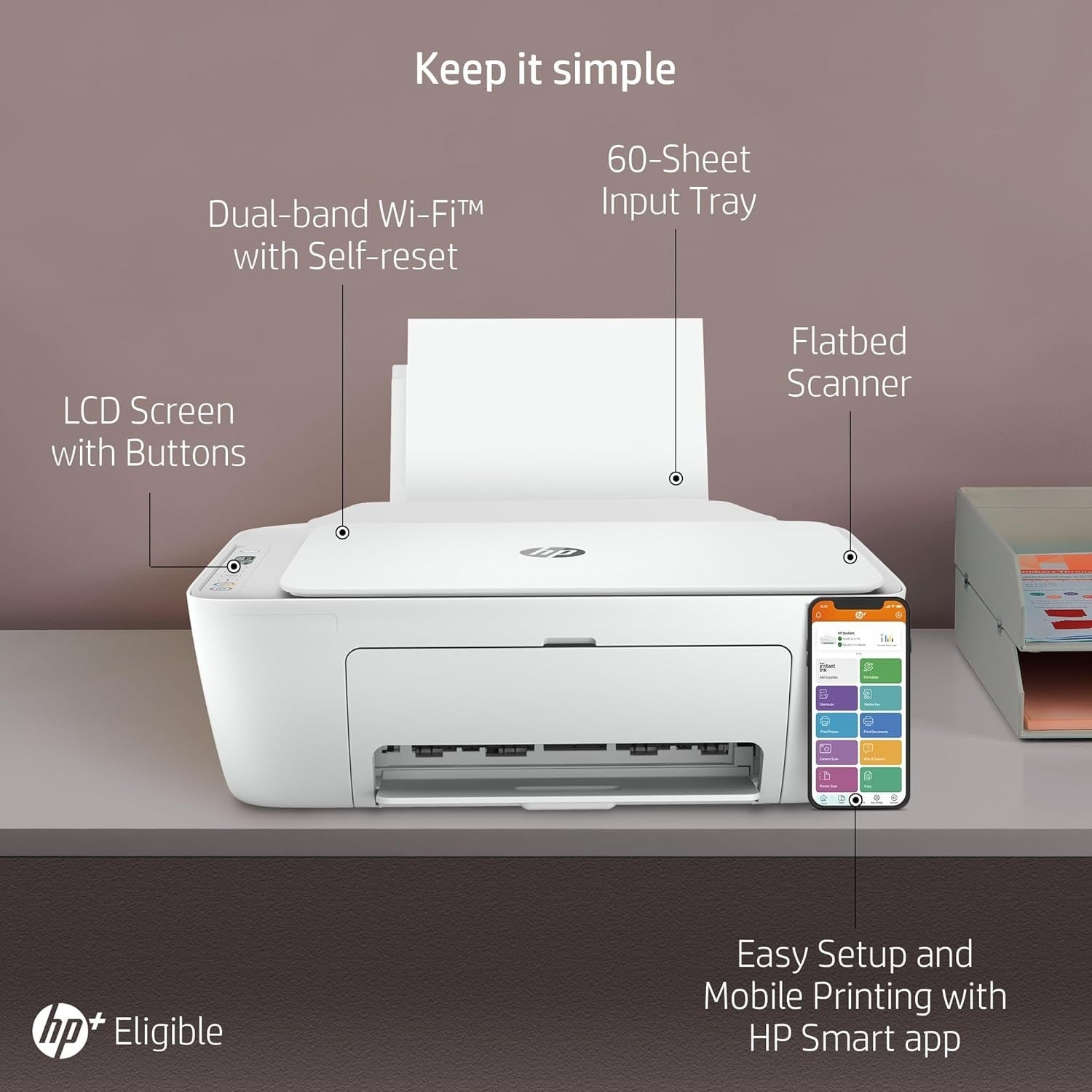 Wireless A4 Colour All-In-One Inkjet Printer Scanner White WiFi Home!!