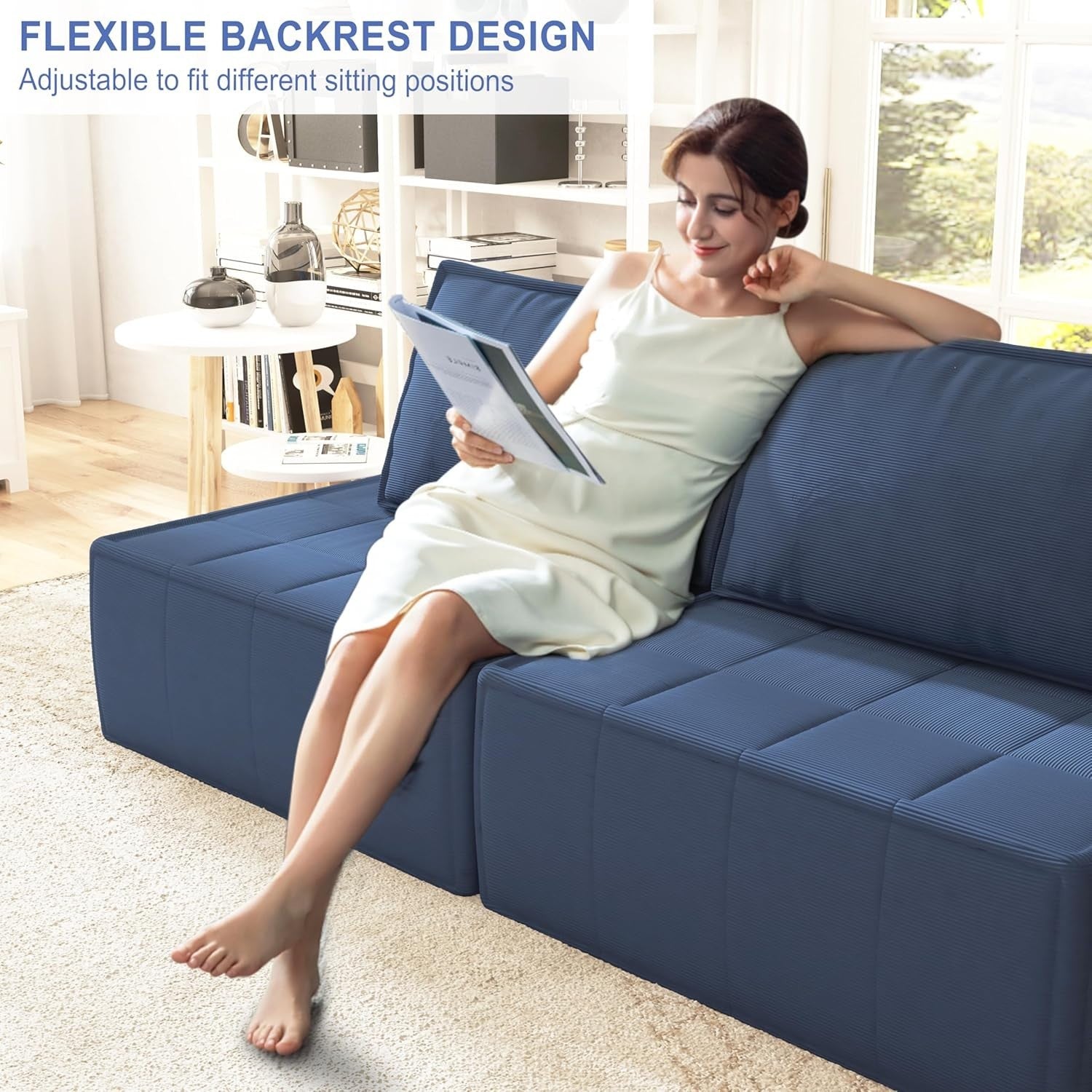 Convertible Fold Out Sofa Bed Chair Blue Single Seat for Lounge Guest Room