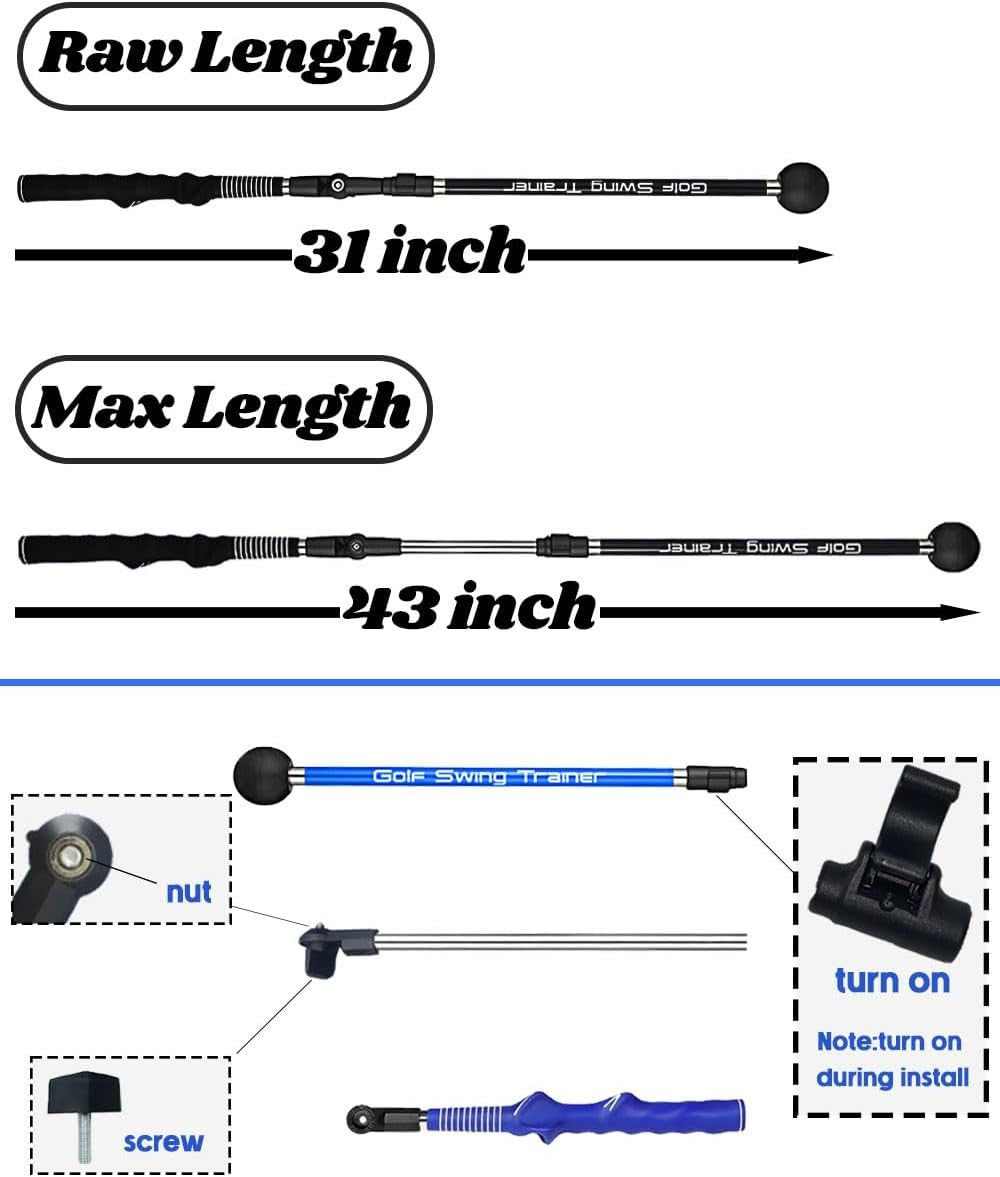 Golf Swing Trainer Hinge Rotation Grip Collapsible Aid