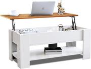 Lift Top Coffee Table with Hidden Storage, Modern Wooden Sofa Table, 100x50cm