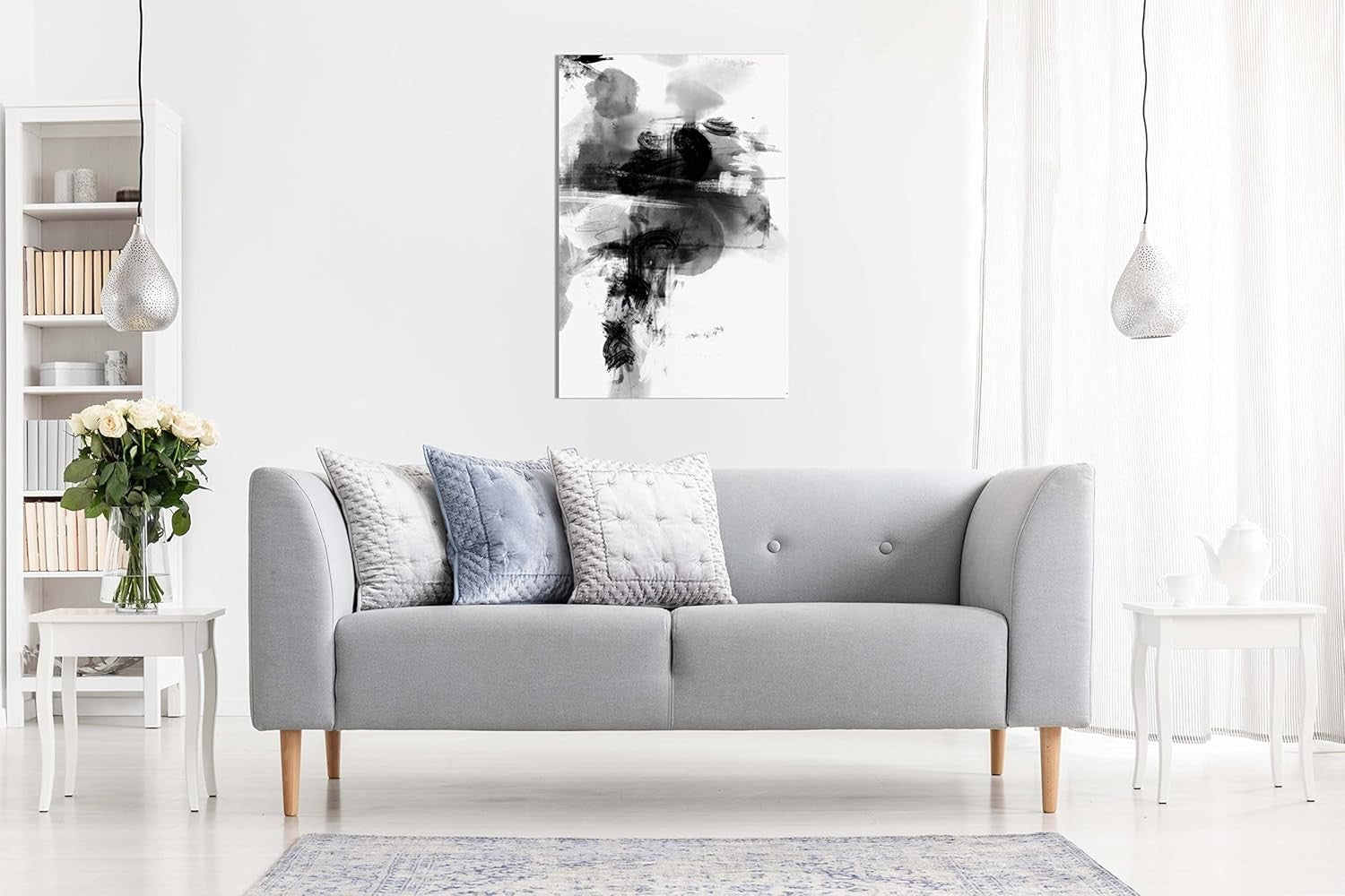 Black White Panther Canvas Wall Art 91x61cm Framed