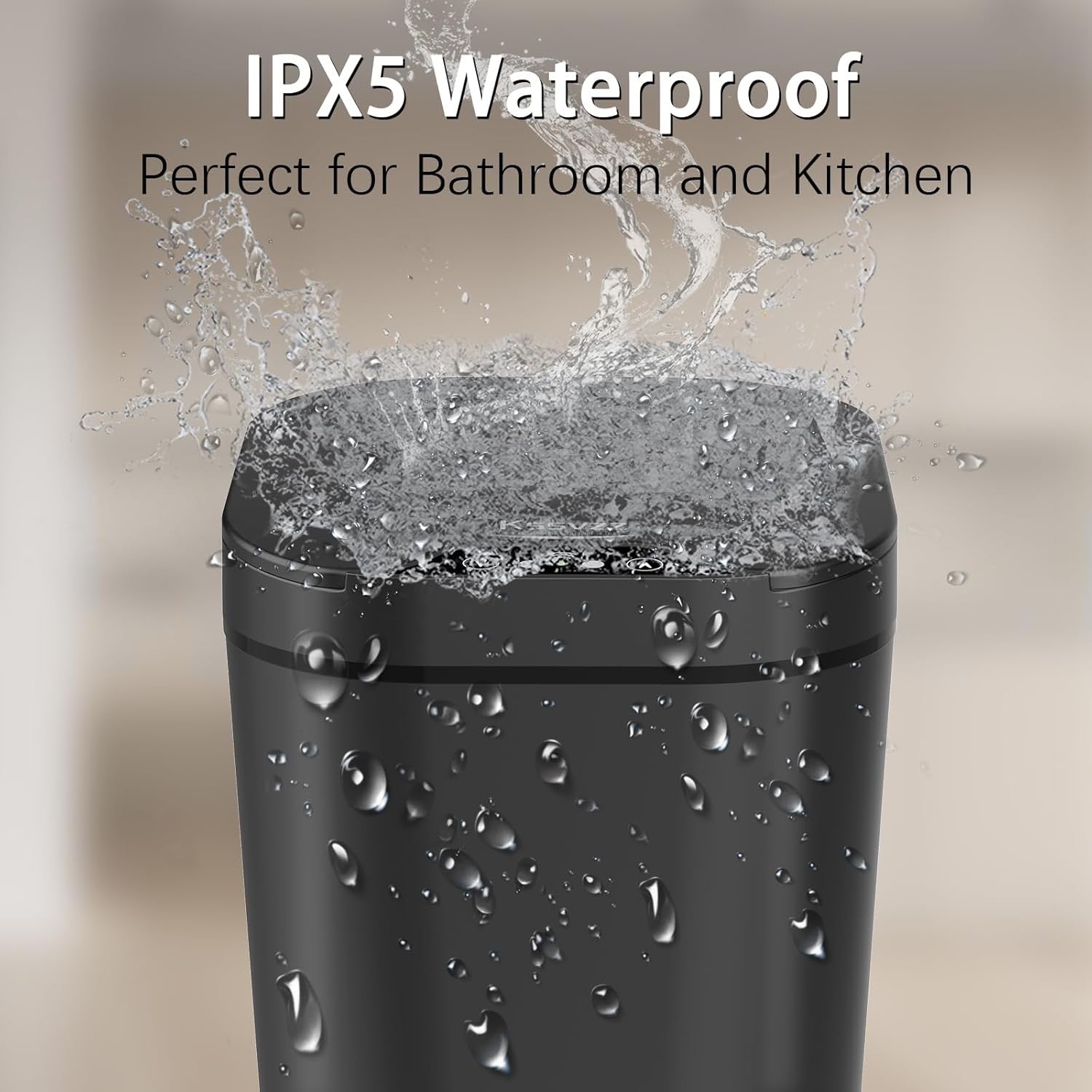 2 Pack 10L Touchless Bathroom Sensor Bins Slim Waterproof Black