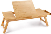 Large Bamboo Bed Laptop Table Tilting Desk Foldable Breakfast Tray