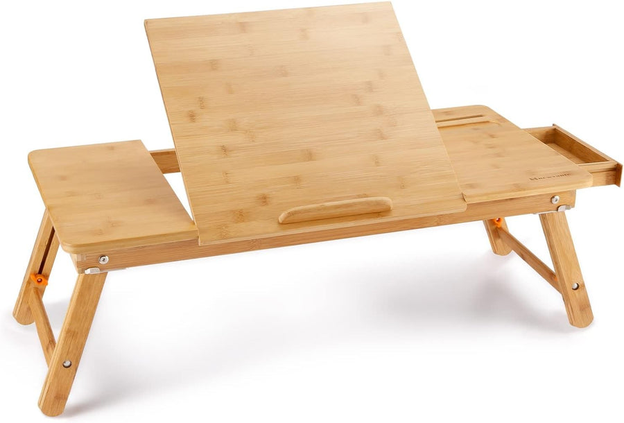 Large Bamboo Bed Laptop Table Tilting Desk Foldable Breakfast Tray