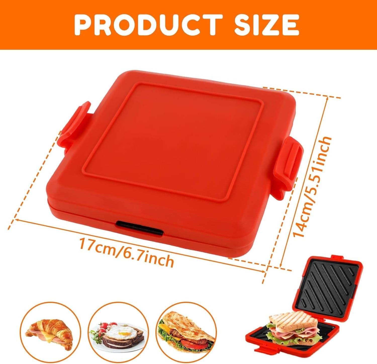 Microwave Toastie Maker Non-Stick Silicone Heatwave Technology Red
