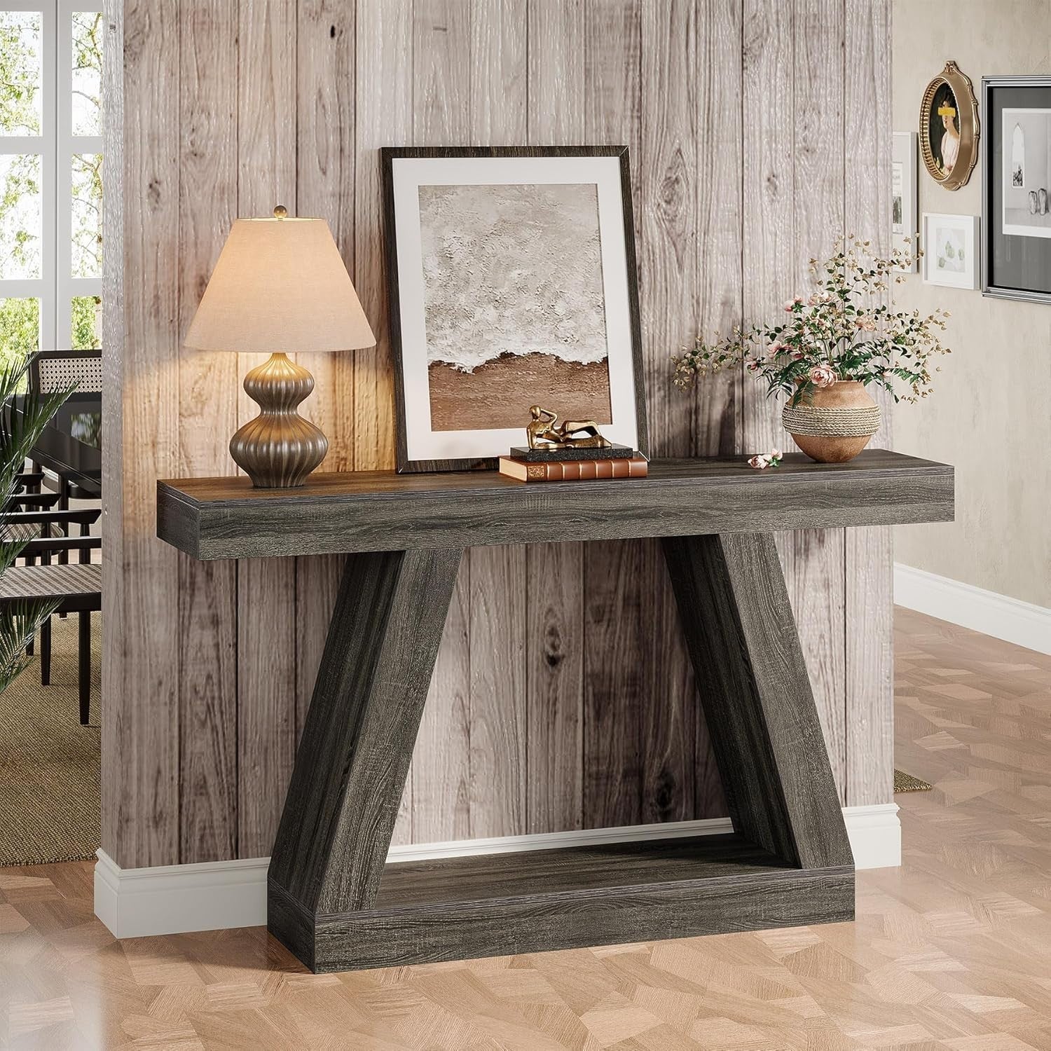 Rustic Grey Console Table 140x30x80cm Storage Space Hallway Entryway