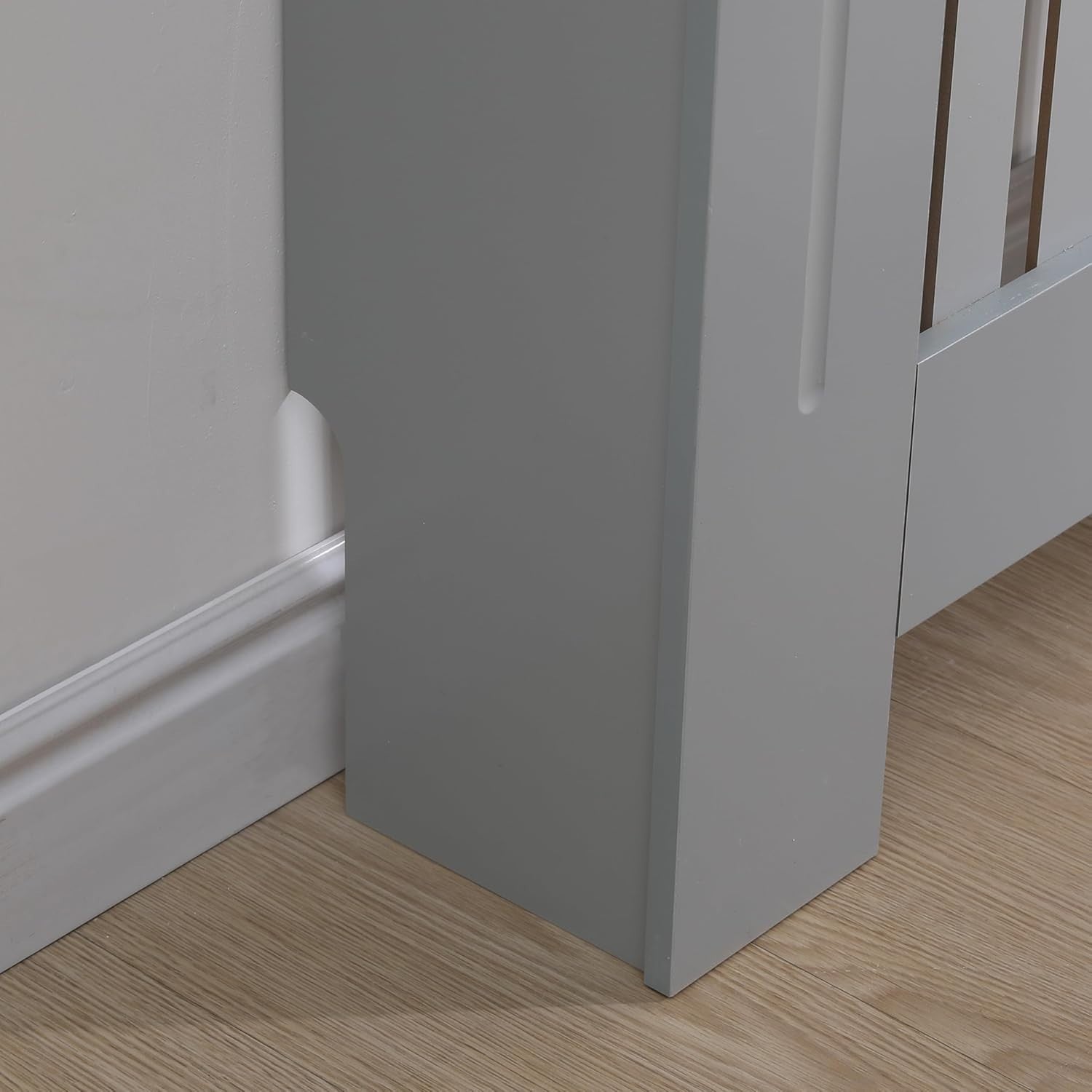 Large Grey Radiator Cover Modern Slatted MDF Wood Grill Cabinet 152x82x19cm