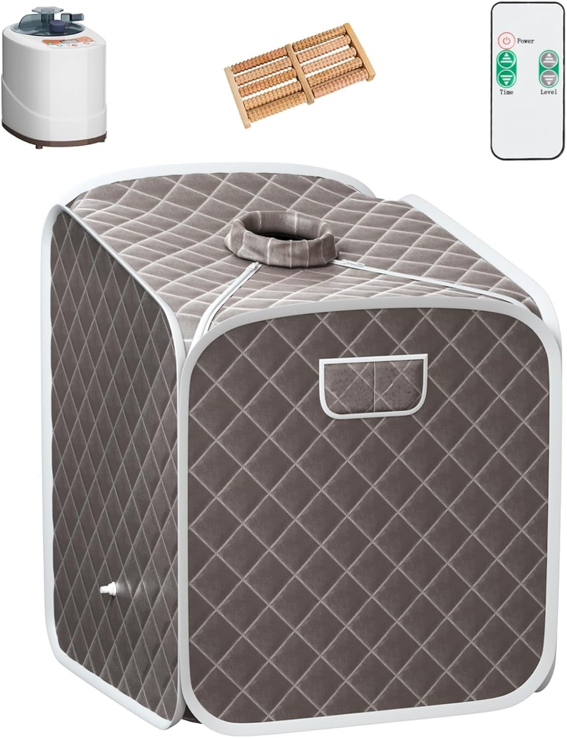 Portable Steam Sauna Tent Grey Home Spa 1000W Fast Heat Remote Chair Foot Roller