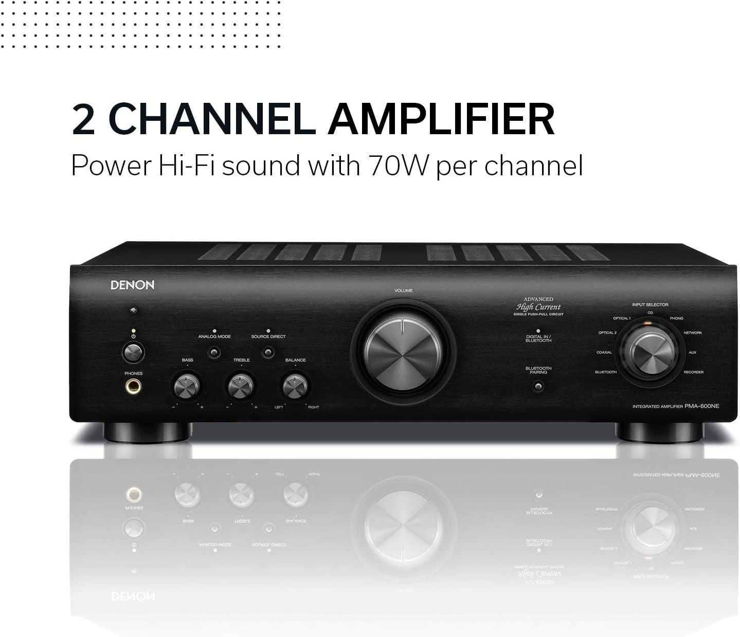 70W HiFi Stereo Amplifier Bluetooth Phono Optical Sub Out