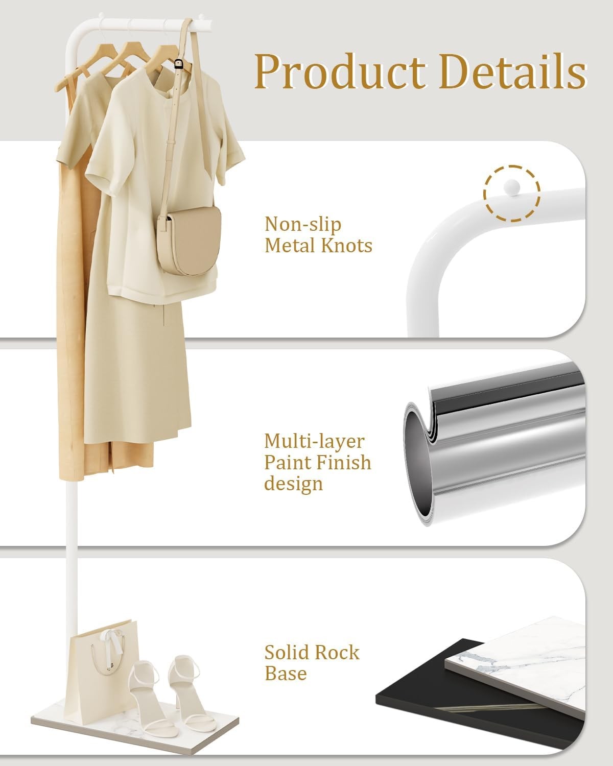 White Metal L-Shape Coat Rack | Freestanding Clothes Stand 180cm Hall Organizer