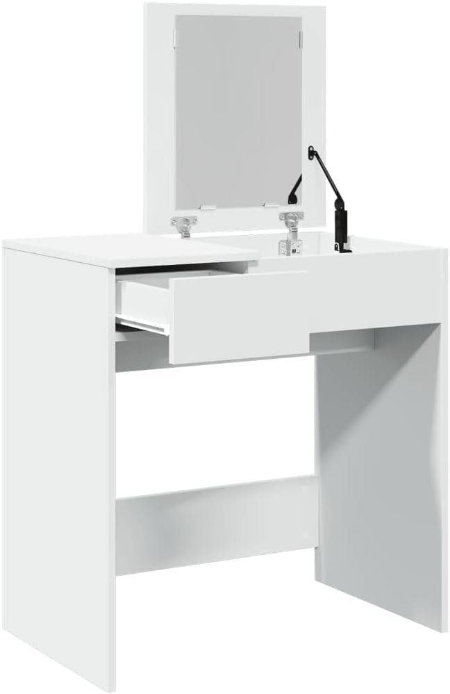 White Modern Dressing Table Makeup Vanity Desk w/ Drawers & Mirror for Bedroom