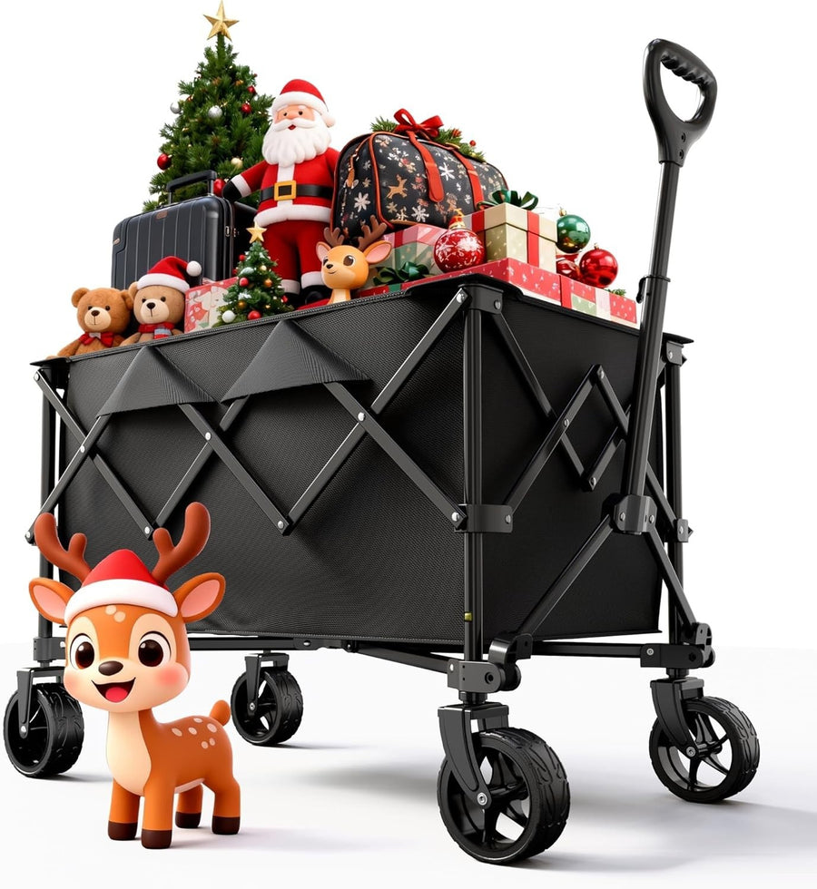 Heavy Duty Folding Wagon Cart 140L Utility Trolley Garden Camping Sports